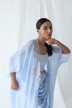 Aarzu Open Cape With Draped Skirt