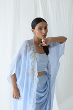 Aarzu Open Cape With Draped Skirt