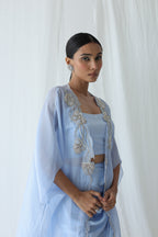 Aarzu Open Cape With Draped Skirt