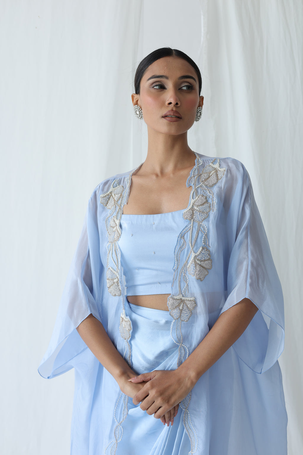 Aarzu Open Cape With Draped Skirt