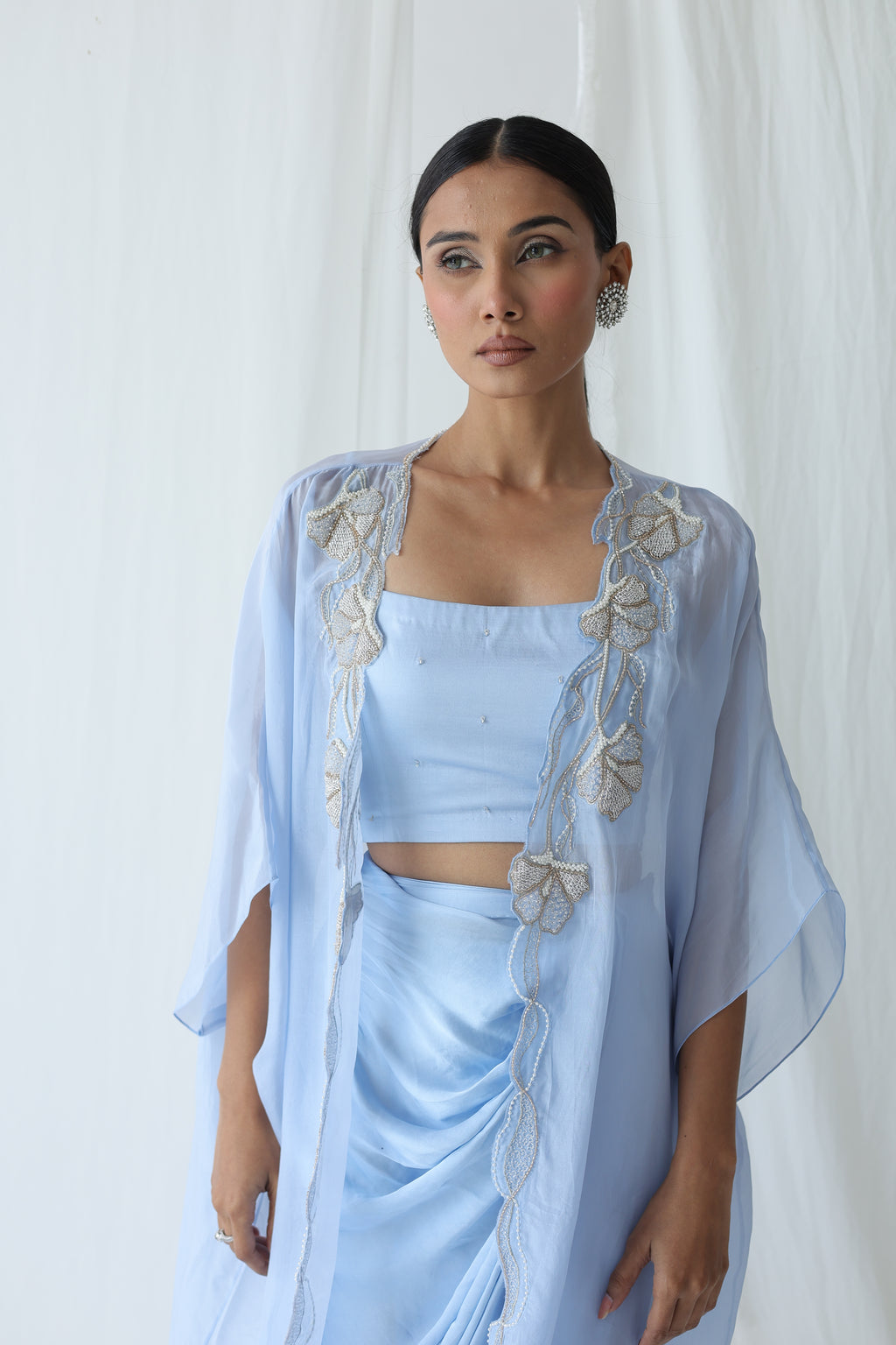 Aarzu Open Cape With Draped Skirt