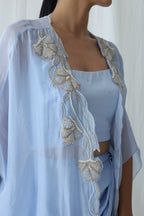 Aarzu Open Cape With Draped Skirt