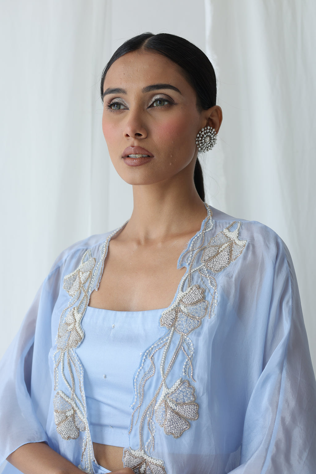 Aarzu Open Cape With Draped Skirt