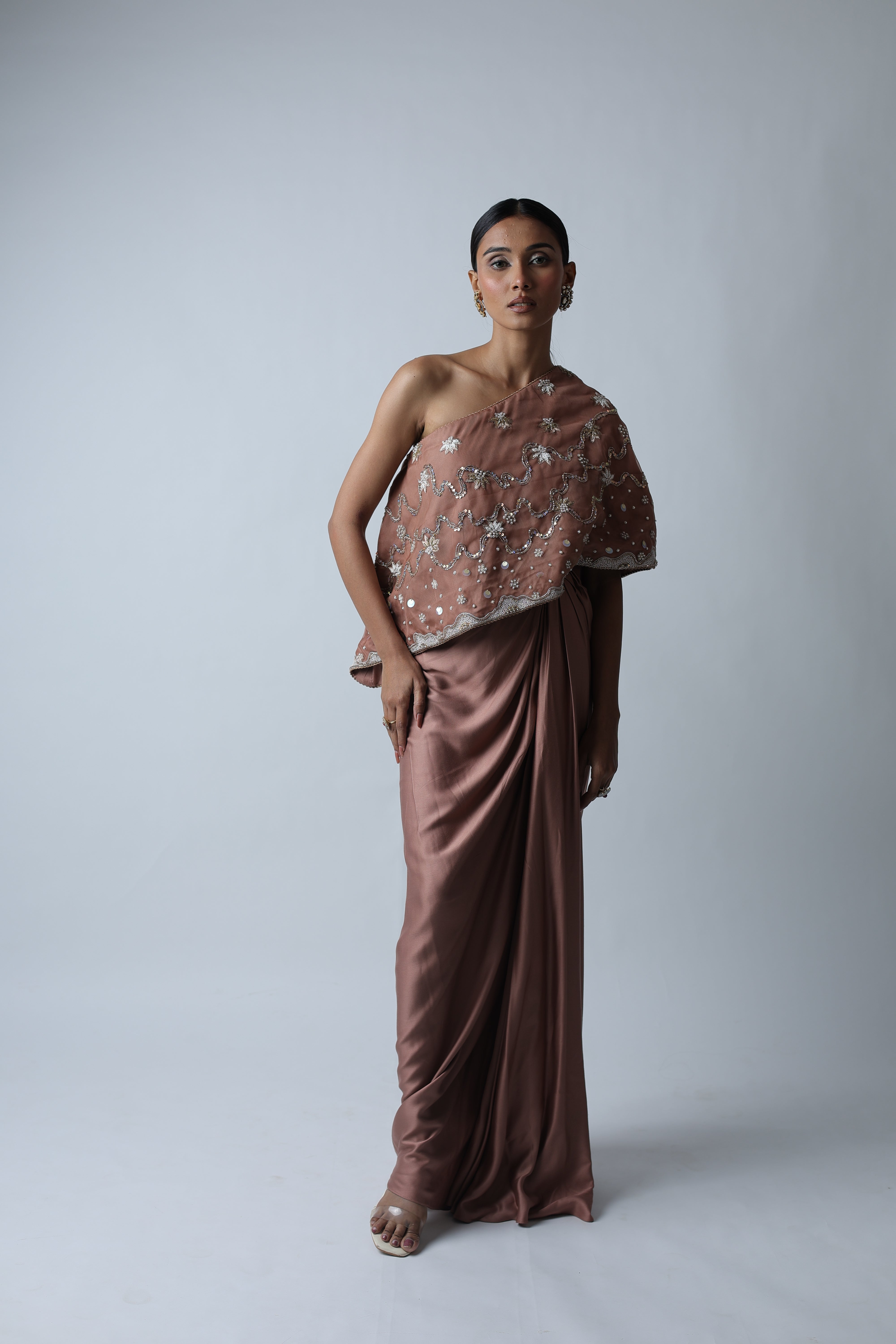 Ziya One Shoulder Cape With Bustier And Draped Skirt Secondary image