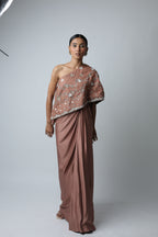 Ziya One Shoulder Cape With Bustier And Draped Skirt