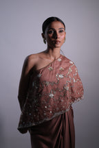 Ziya One Shoulder Cape With Bustier And Draped Skirt