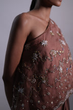 Ziya One Shoulder Cape With Bustier And Draped Skirt