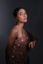 Ziya One Shoulder Cape With Bustier And Draped Skirt