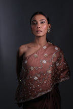 Ziya One Shoulder Cape With Bustier And Draped Skirt