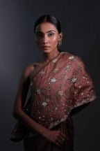 Ziya One Shoulder Cape With Bustier And Draped Skirt