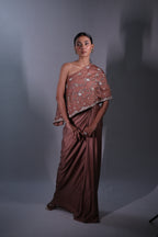 Ziya One Shoulder Cape With Bustier And Draped Skirt