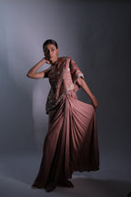 Ziya One Shoulder Cape With Bustier And Draped Skirt