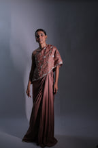 Ziya One Shoulder Cape With Bustier And Draped Skirt