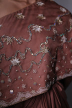 Ziya One Shoulder Cape With Bustier And Draped Skirt