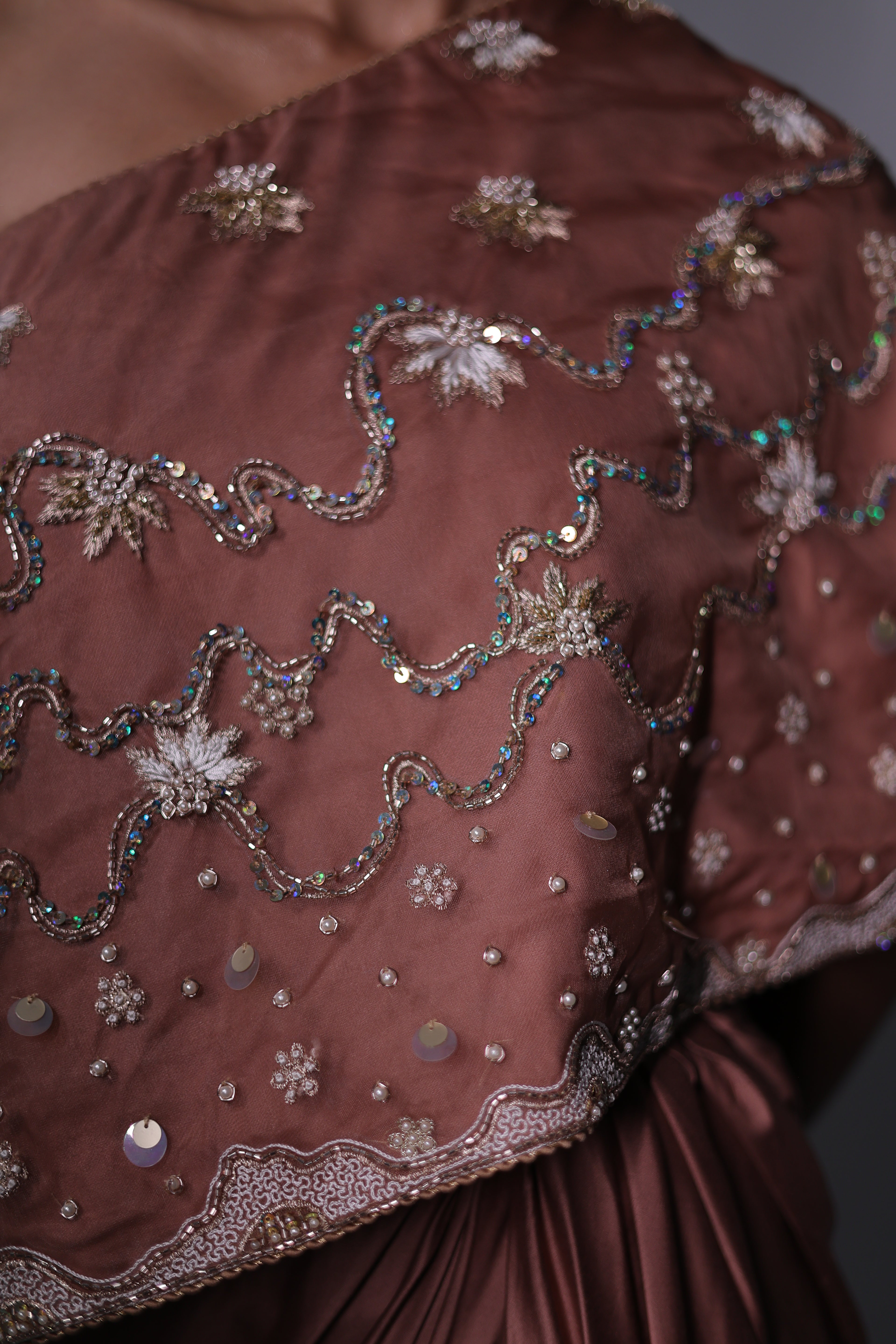 Ziya One Shoulder Cape With Bustier And Draped Skirt