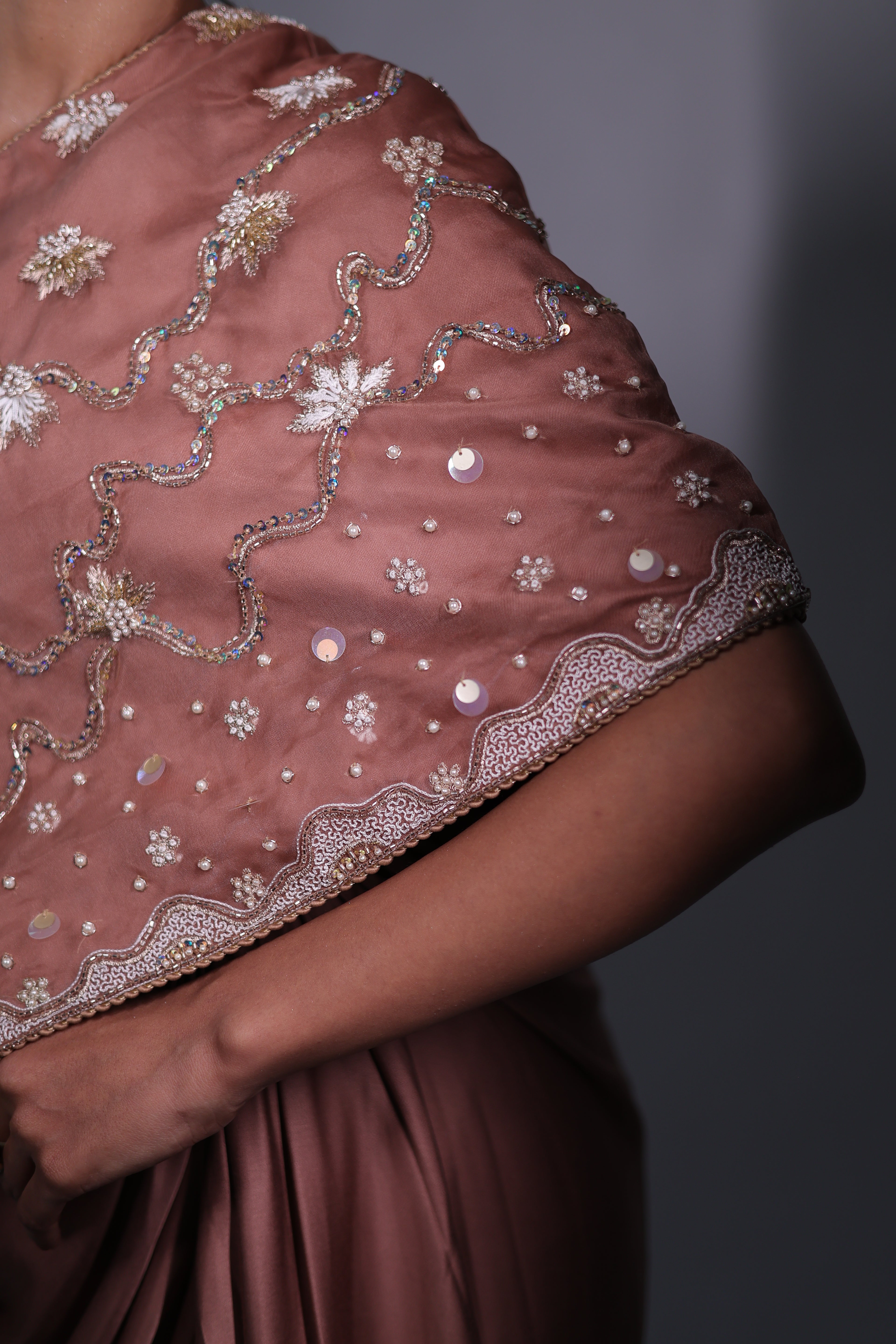 Ziya One Shoulder Cape With Bustier And Draped Skirt