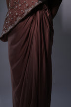 Ziya One Shoulder Cape With Bustier And Draped Skirt