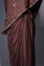 Ziya One Shoulder Cape With Bustier And Draped Skirt