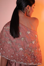 Ziya One Shoulder Cape With Bustier And Draped Skirt