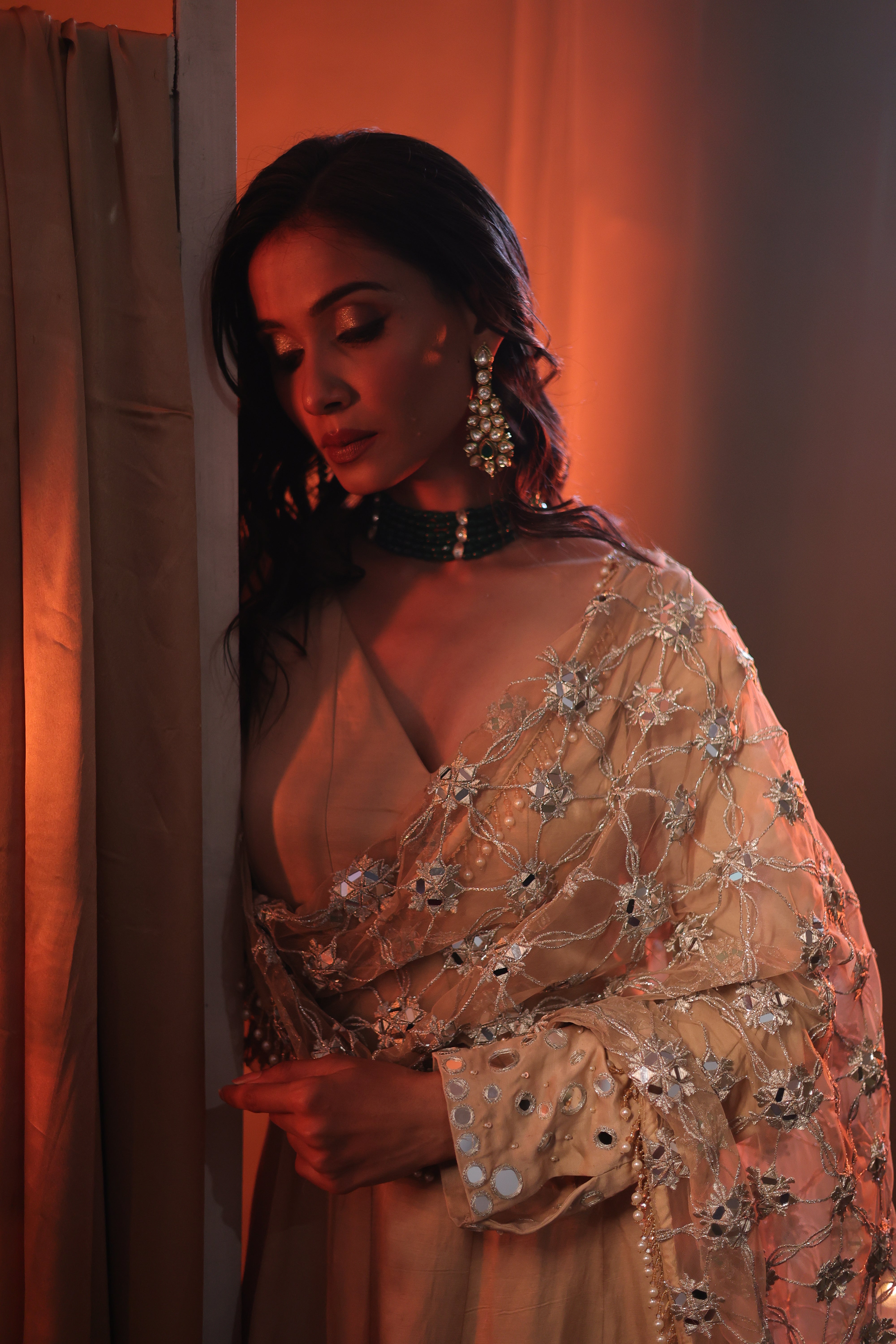 Zarnoor Double Border Anarkali With Mirror Dupatta Main image