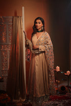 Zarnoor Double Border Anarkali With Mirror Dupatta