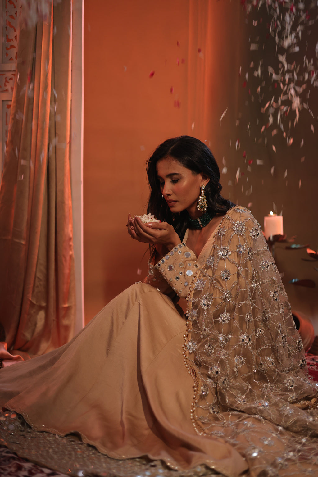 Zarnoor Double Border Anarkali With Mirror Dupatta