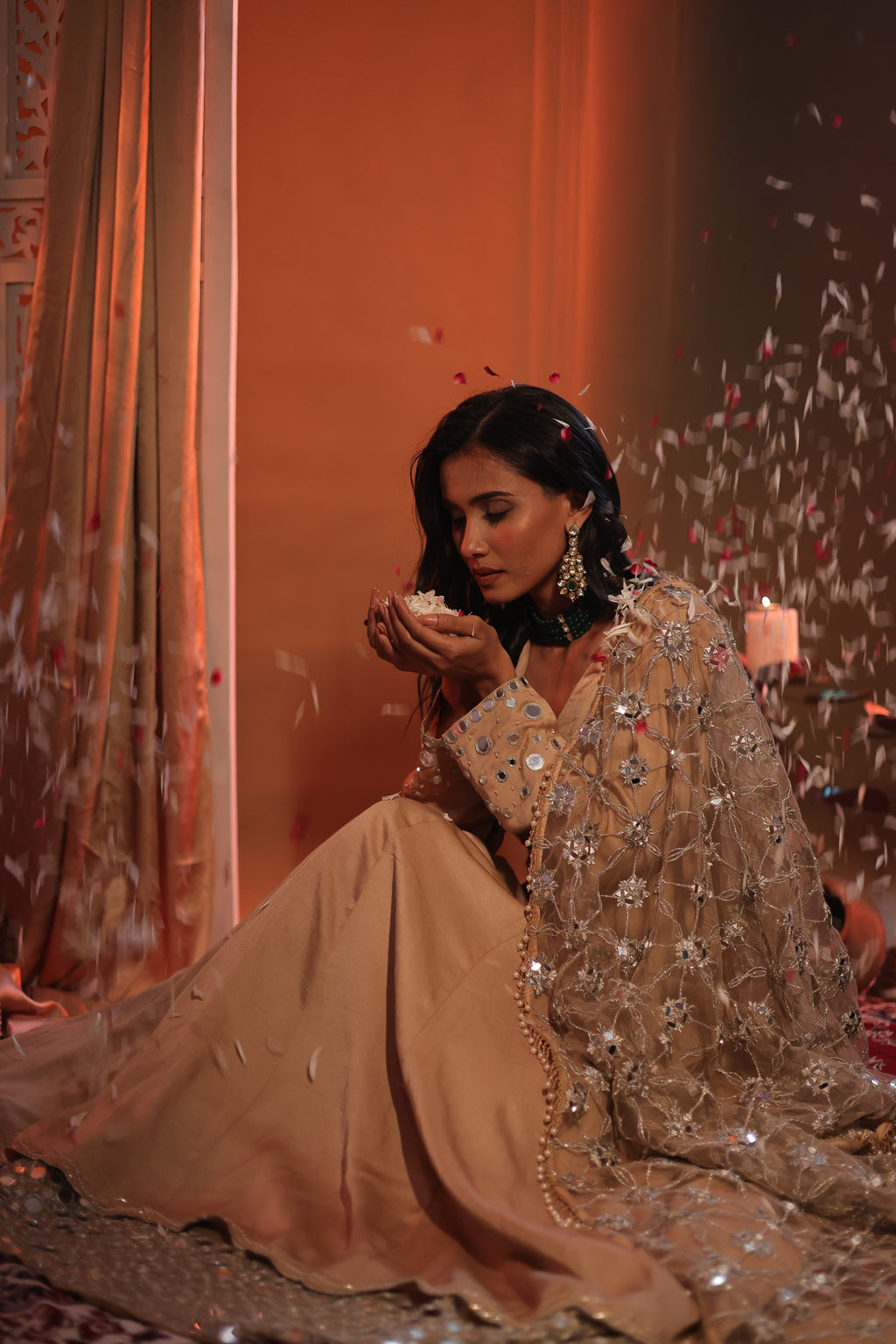 Zarnoor Double Border Anarkali With Mirror Dupatta