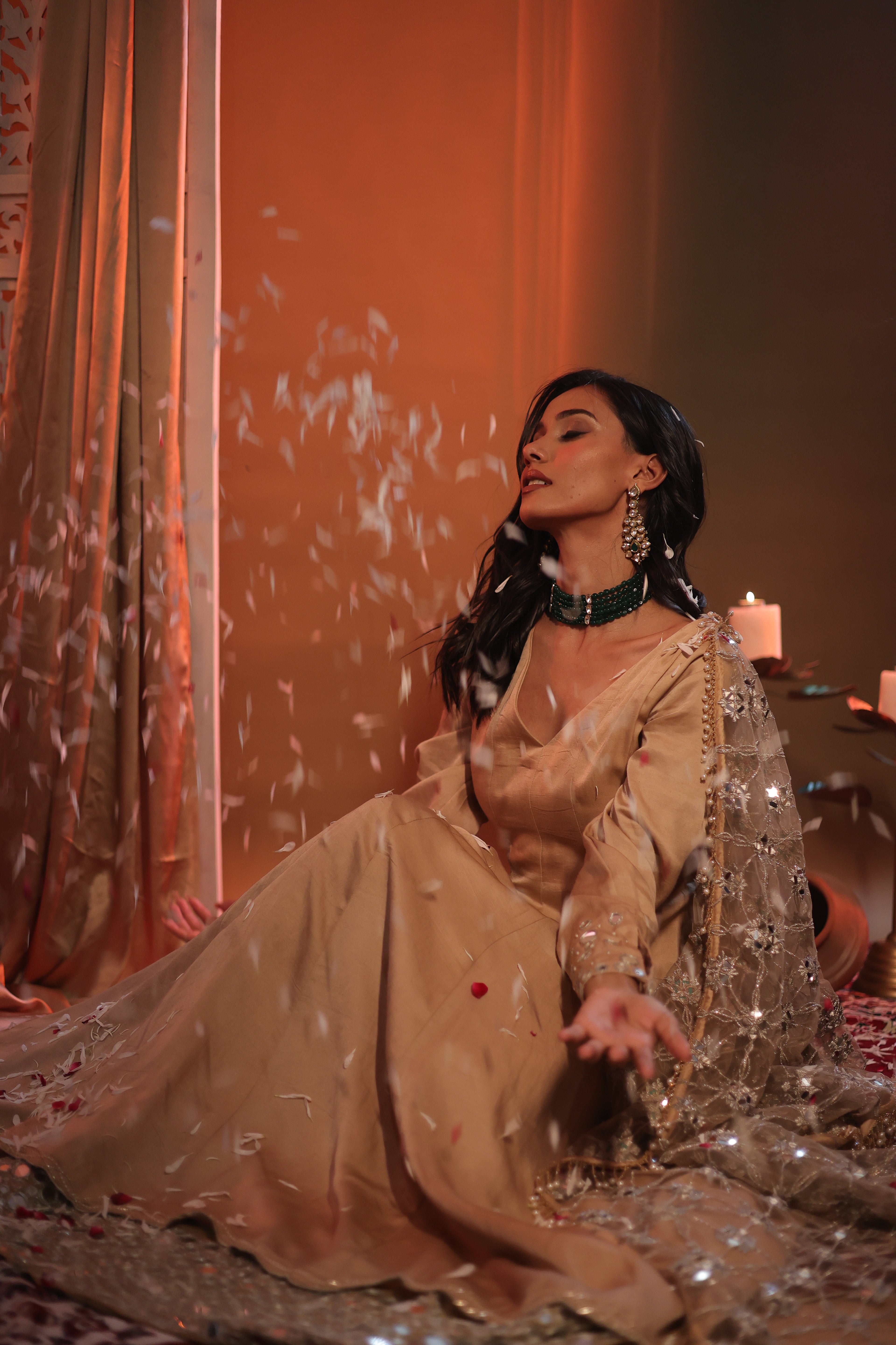 Zarnoor Double Border Anarkali With Mirror Dupatta