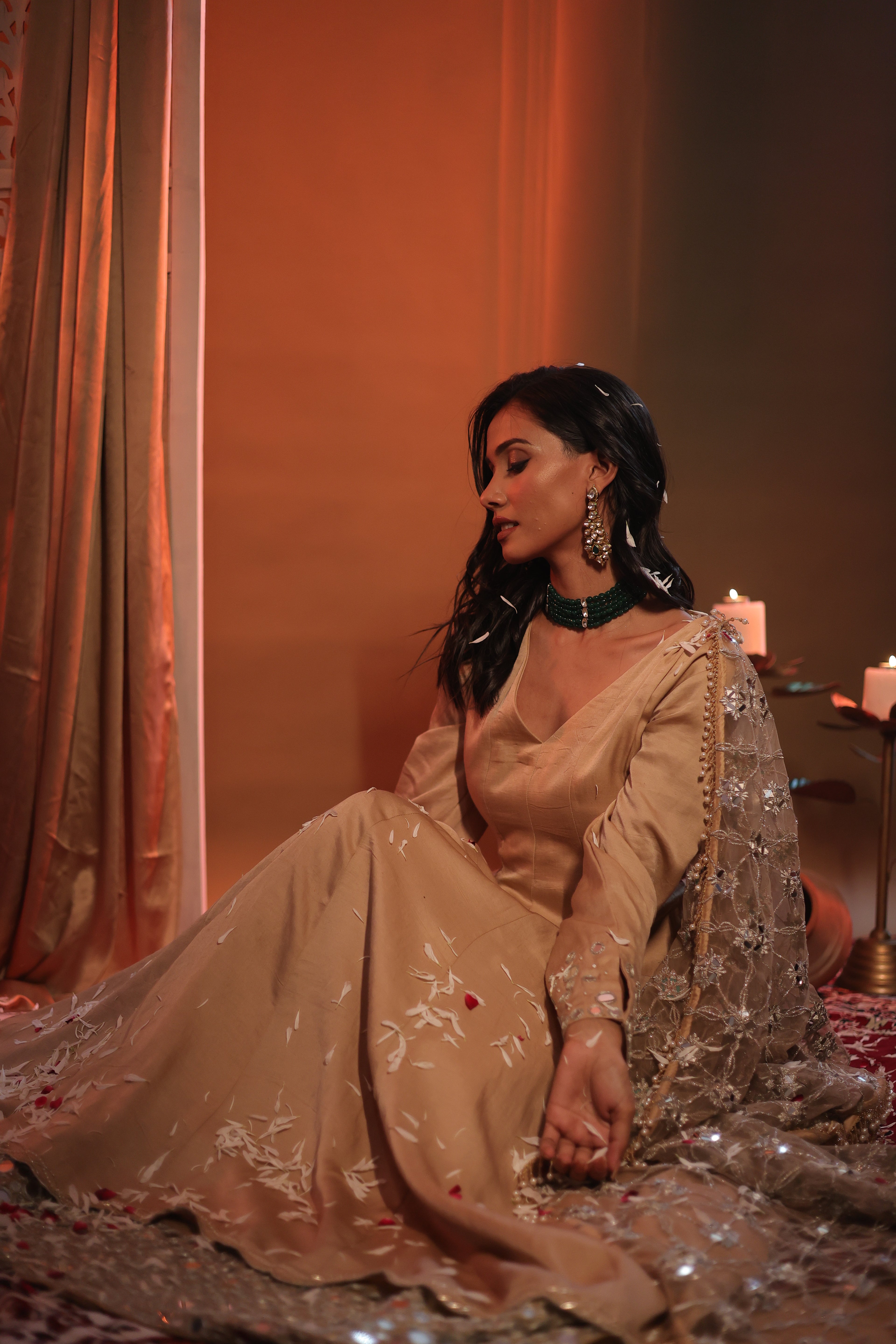 Zarnoor Double Border Anarkali With Mirror Dupatta