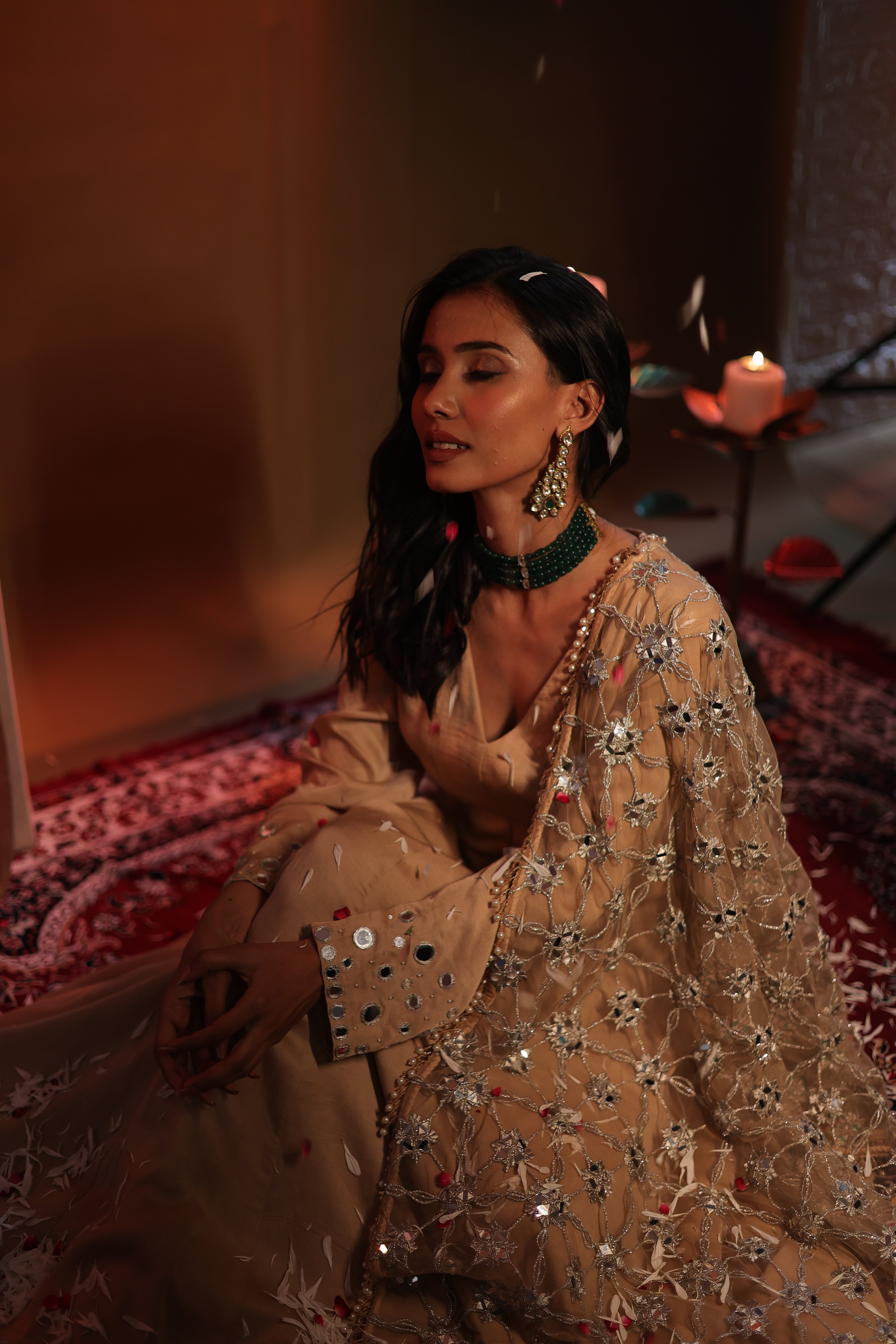 Zarnoor Double Border Anarkali With Mirror Dupatta