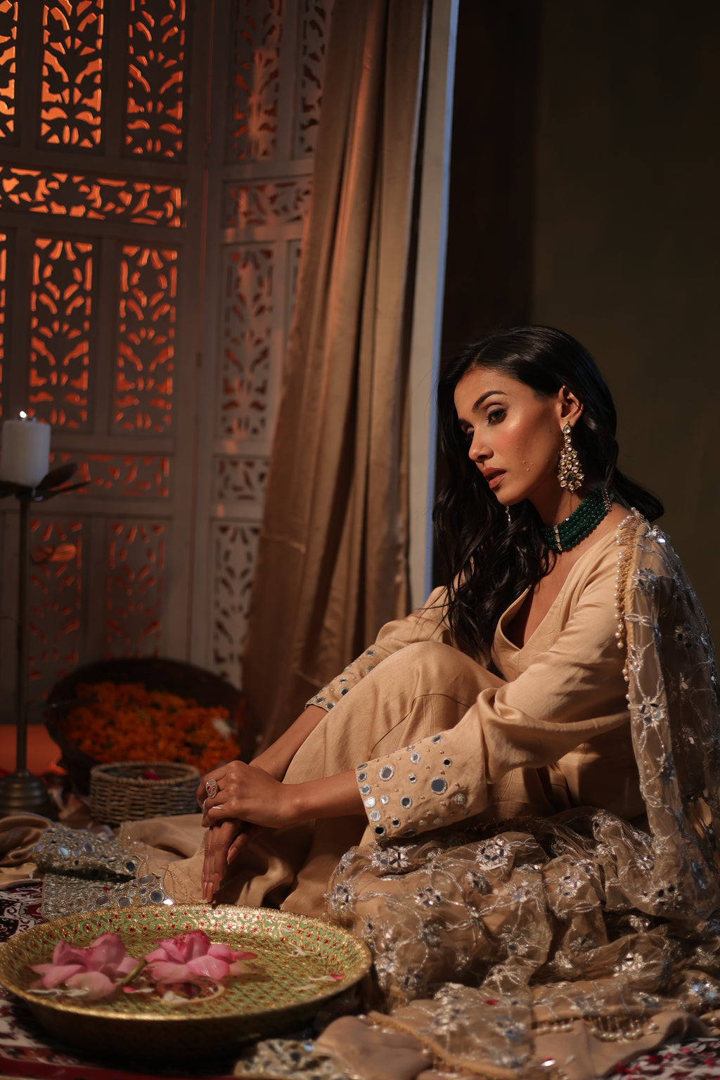 Zarnoor Double Border Anarkali With Mirror Dupatta