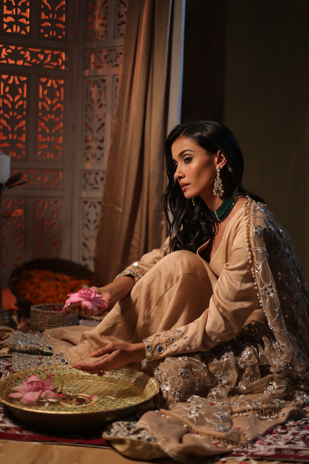 Zarnoor Double Border Anarkali With Mirror Dupatta