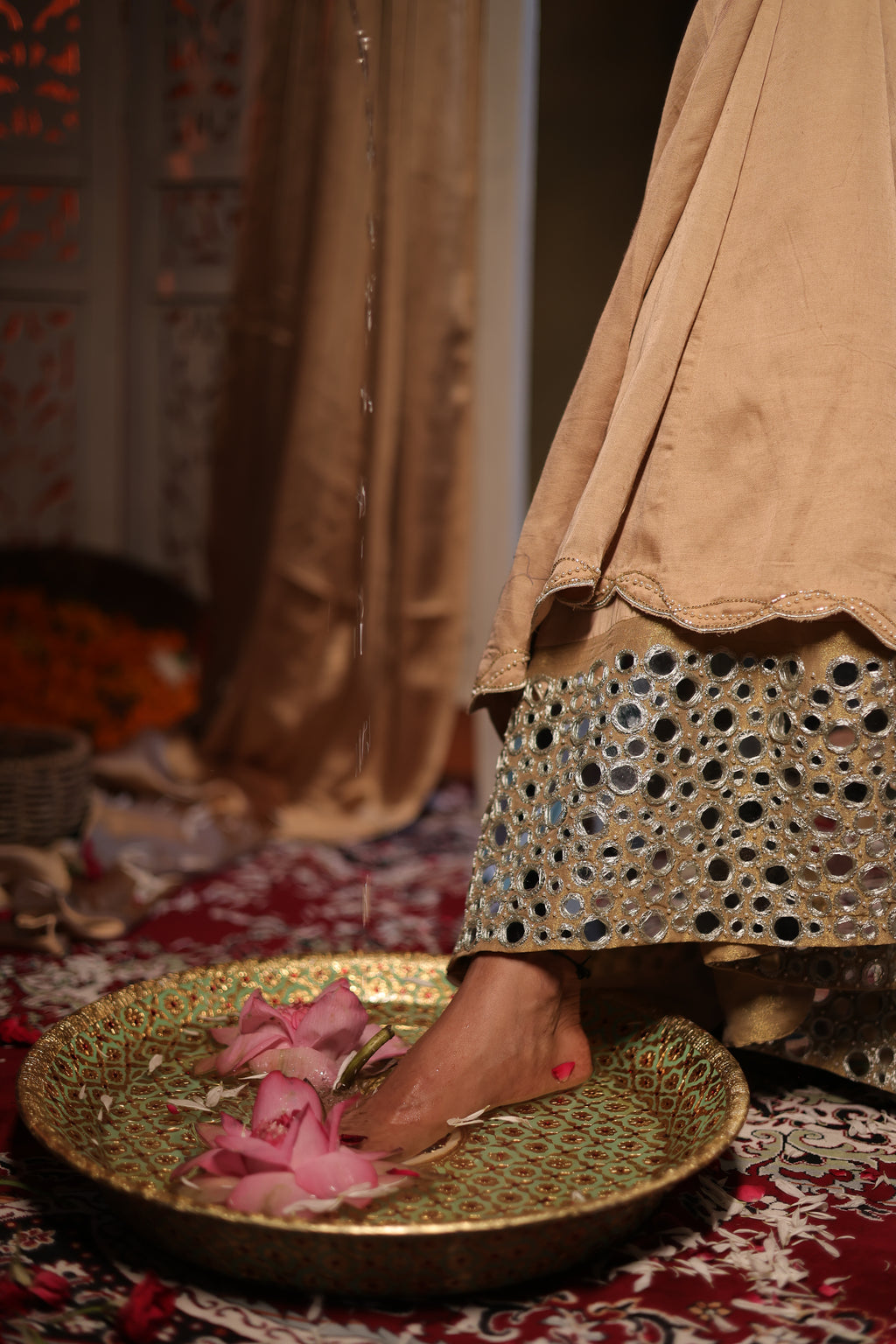 Zarnoor Double Border Anarkali With Mirror Dupatta