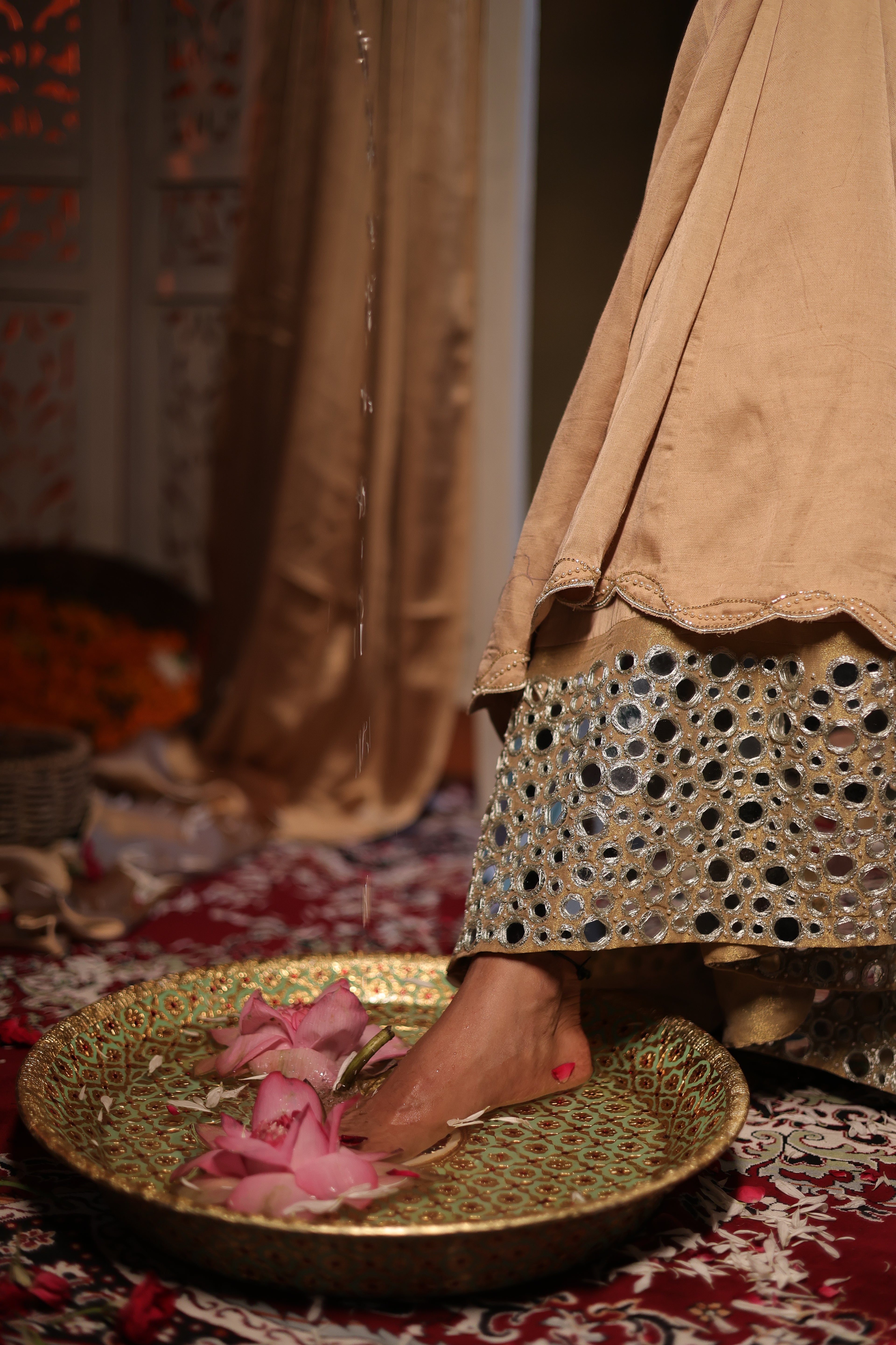 Zarnoor Double Border Anarkali With Mirror Dupatta