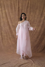 Khwaab One Shoulder Open Cape With Cigaratte Pants