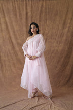 Khwaab One Shoulder Open Cape With Cigaratte Pants