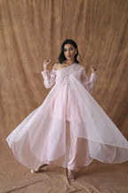 Khwaab One Shoulder Open Cape With Cigaratte Pants