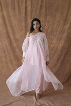 Khwaab One Shoulder Open Cape With Cigaratte Pants