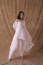 Khwaab One Shoulder Open Cape With Cigaratte Pants