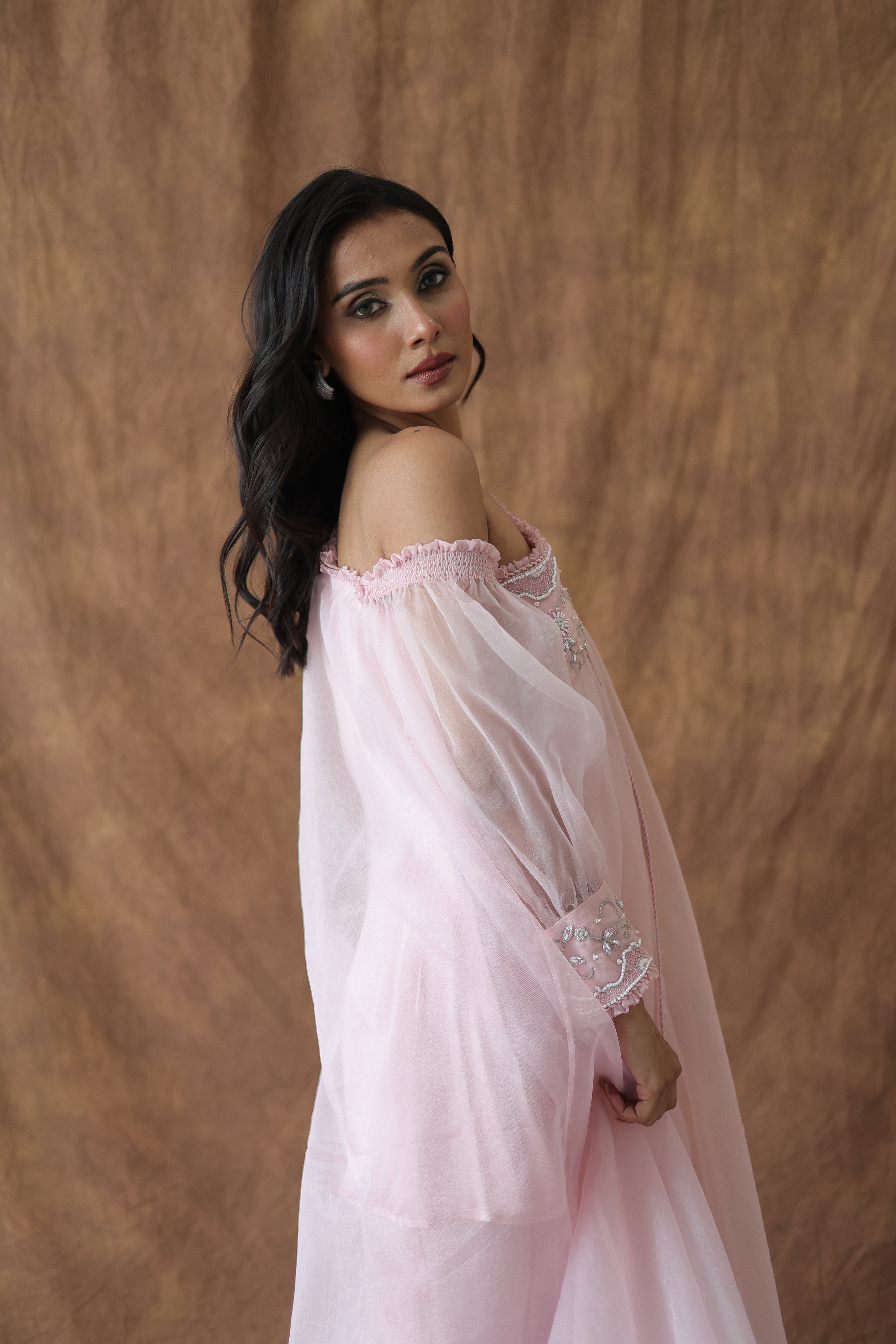 Khwaab One Shoulder Open Cape With Cigaratte Pants