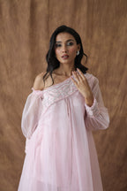 Khwaab One Shoulder Open Cape With Cigaratte Pants