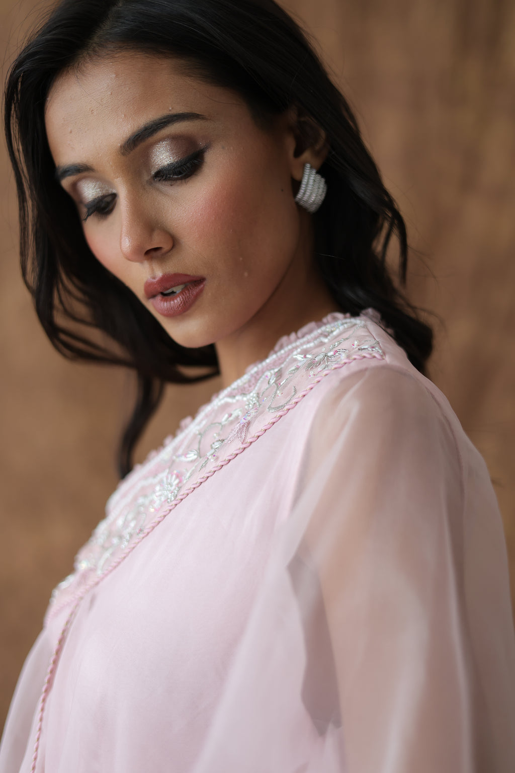 Khwaab One Shoulder Open Cape With Cigaratte Pants