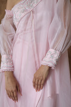 Khwaab One Shoulder Open Cape With Cigaratte Pants