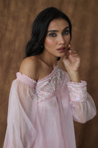 Khwaab One Shoulder Open Cape With Cigaratte Pants