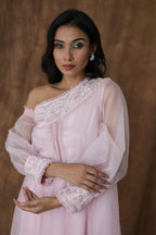 Khwaab One Shoulder Open Cape With Cigaratte Pants