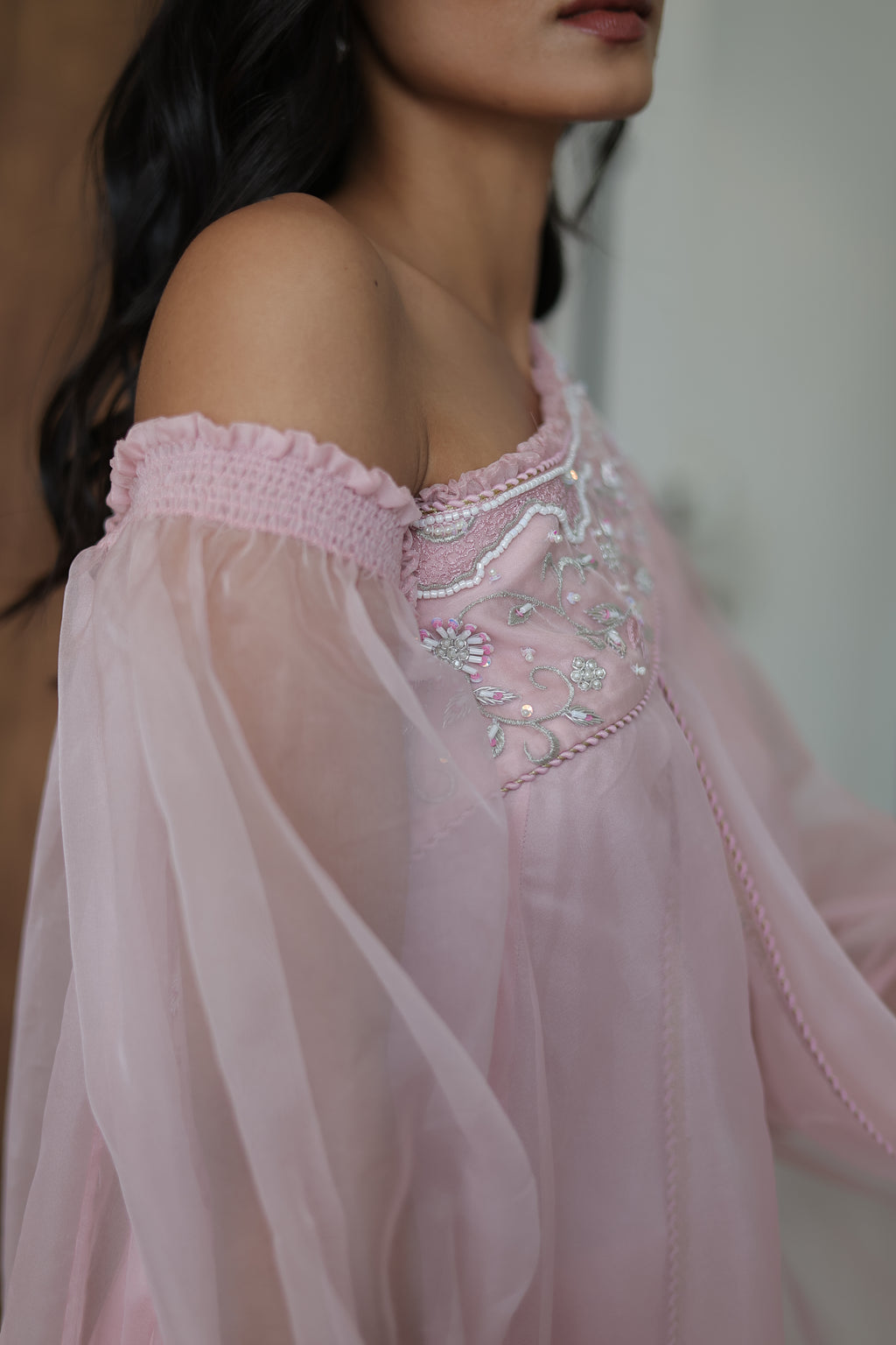 Khwaab One Shoulder Open Cape With Cigaratte Pants