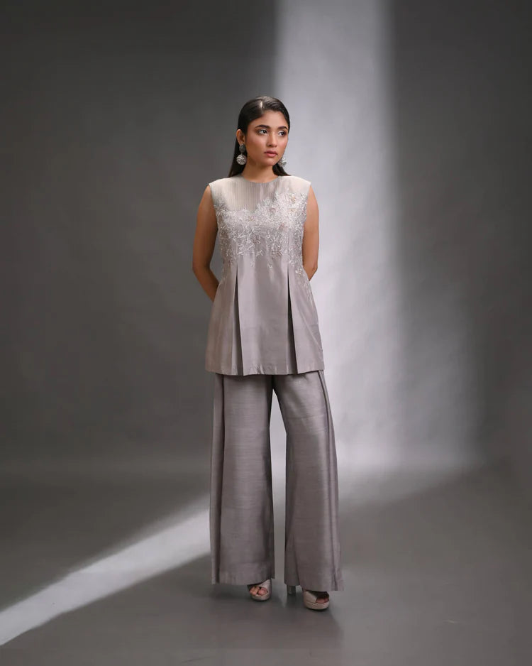 Lunara Hand-Embroidered Silk Pant Set Main image