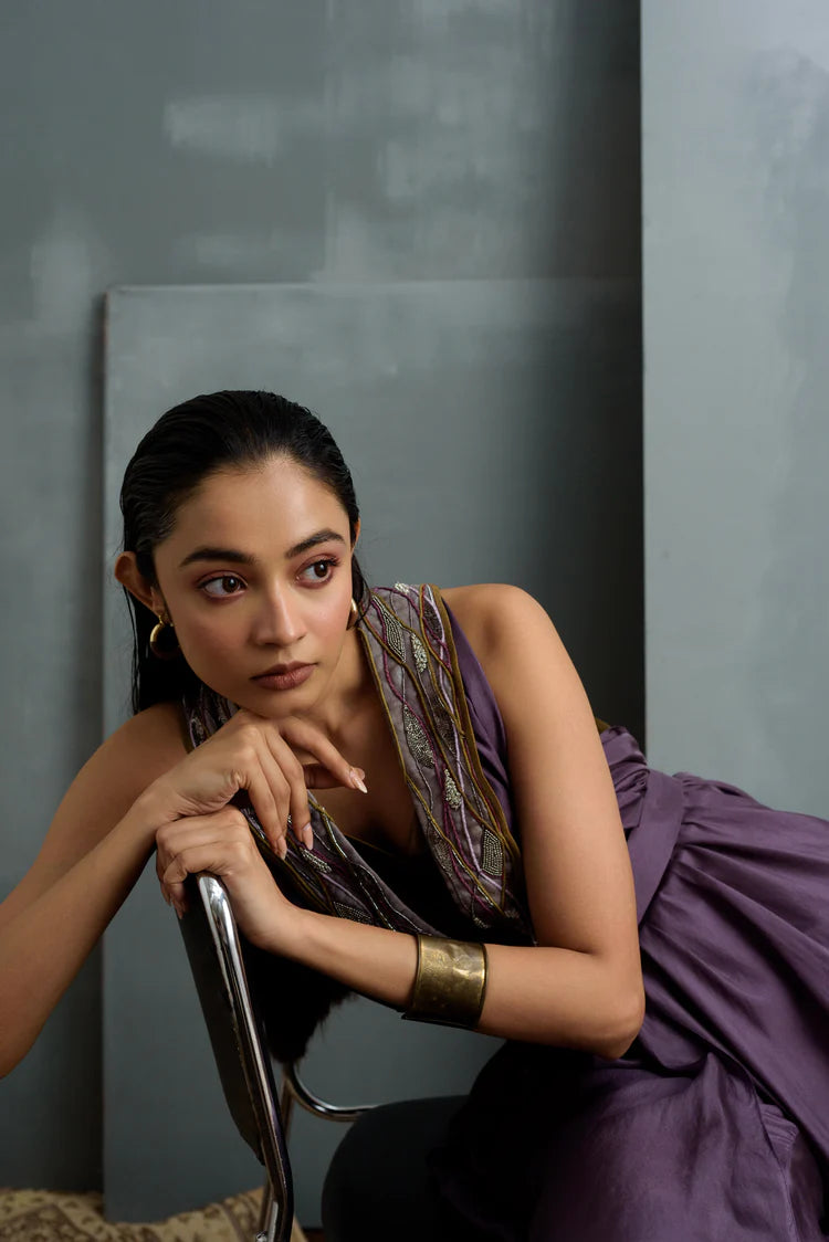 Venetian Silk Draped Jacket Set