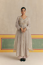 Silver Grey Crush Flare Anarkali