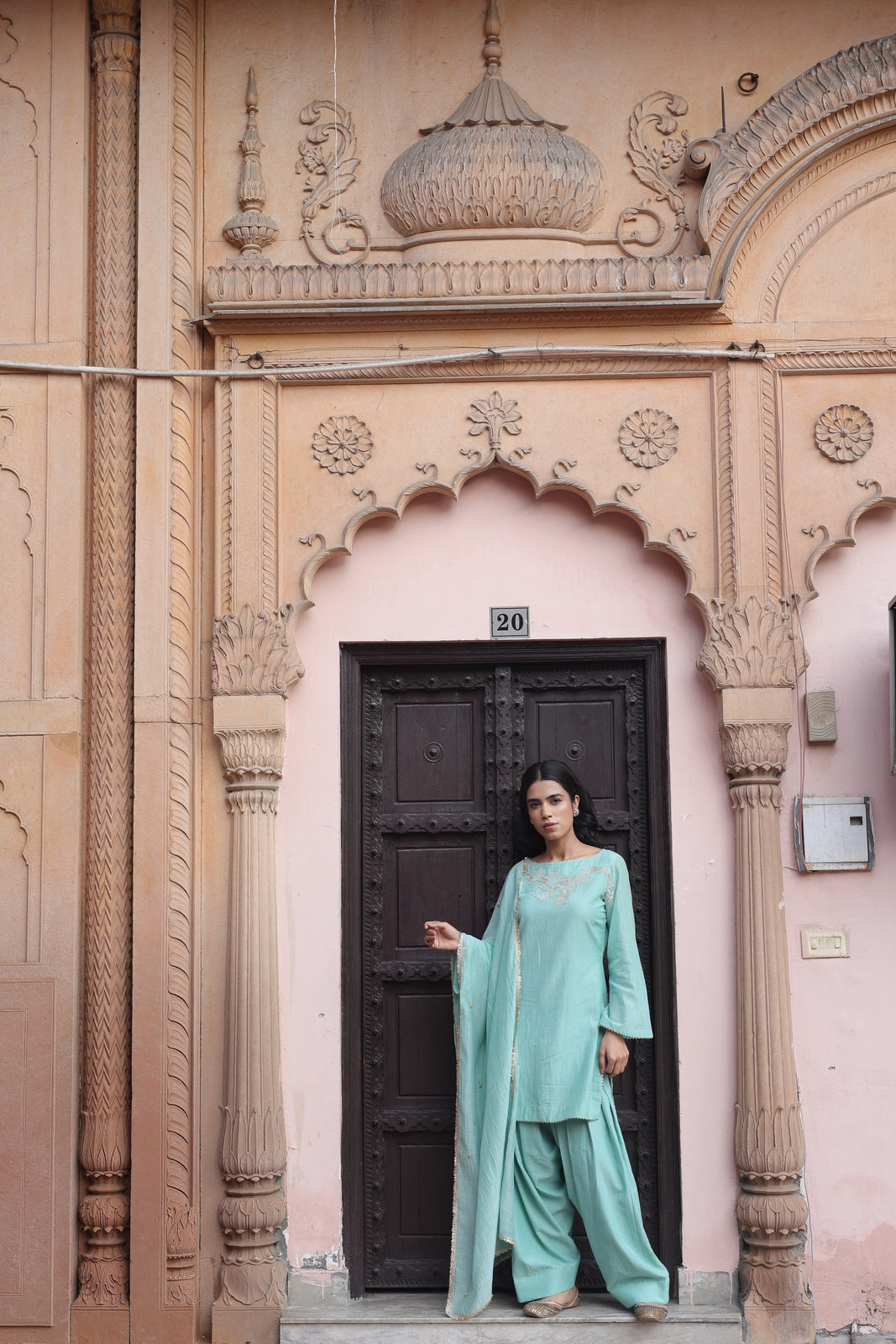 Firoza Boat Neck Kurta And Farsi Salwar Set Main image